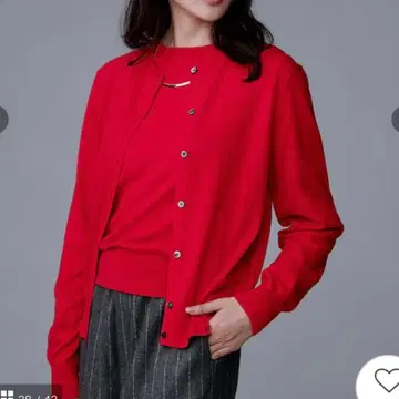 [ 세탁 가능/앙상블 가능 ] 울 크루 가디건 빨간색