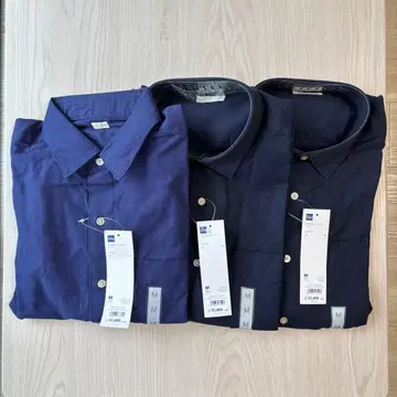 [ 미사용 새상품 ] GU 네이비 긴팔 셔츠 M 사이즈 3장 세트 남성용