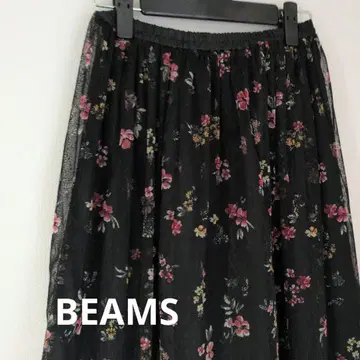 튤 꽃무늬 롱 스커트 블랙