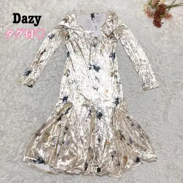 s.2097 [데이지] 긴팔 머메이드 롱 원피스 벨로아 개성 M