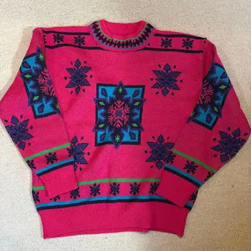 FLORIDAKEYS 핑크 눈꽃 니트 스웨터