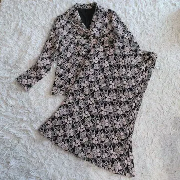 전체 레이스 크로셰 꽃무늬 셋업 블랙 핑크 자켓 40 스커트 38