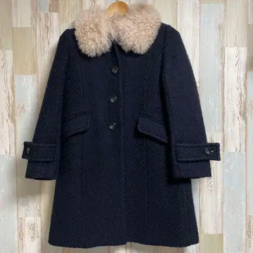 [질스튜어트] 로자몬드 퍼(fur) 부착 코트 롱 노카라 아우터 S