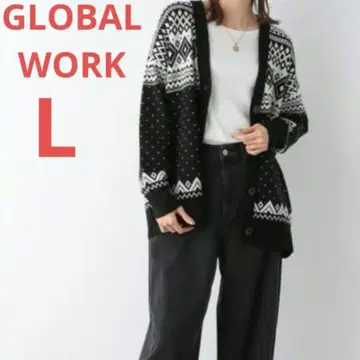 GLOBAL WORK 글로벌 워크 멜티 모듬 패턴 가디건