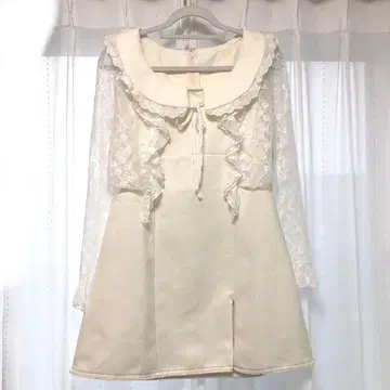 둥근 카라 원피스 프릴 가디건 코디 트위드