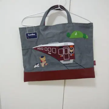 familiar 기차 자수 토트백