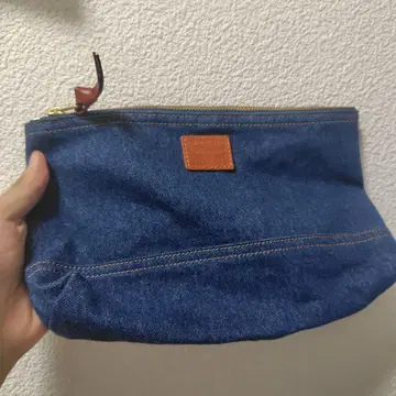 데님 파우치 골드 지퍼