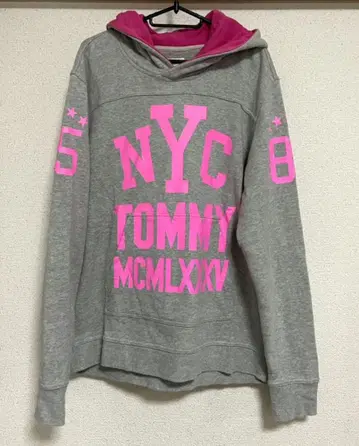 TOMMY NYC 후드티 XL 그레이 핑크