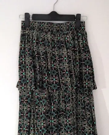 리메이크 구제 의류 3단 플리츠 롱 스커트