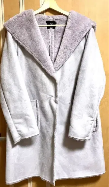 VENICE EXCHANGE 라이트 퍼플 페이크 스웨이드 롱 코트 M