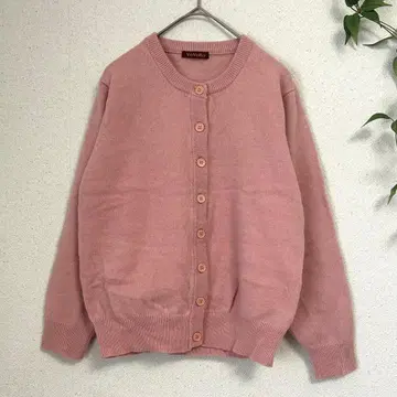 하자품! 울 100% VoVoRo 가디건 핑크 M-L 상당