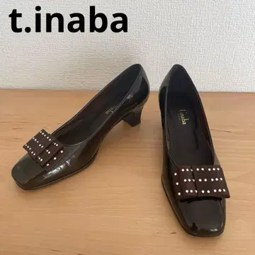 새상품급 t.inaba 펌프스 에나멜 큐빅 리본 펌프스