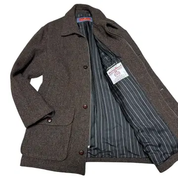 새상품급 오스틴 리드 해리스 트위드 스텐카라 코트 헤링본 L