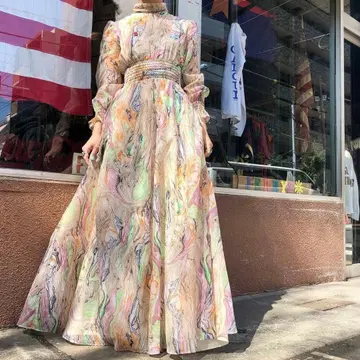 60년대 70년대 빈티지 마블 마블 드레스 원피스