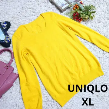 캐시미어 100% UNIQLO 니트 (XL) 머스타드/쿨넥
