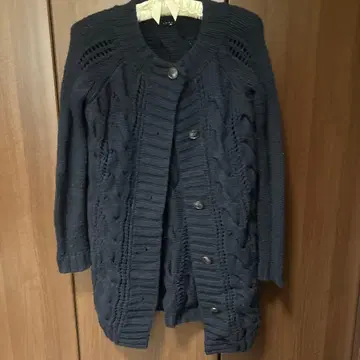 네이비 케이블 니트 가디건