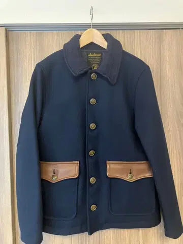 잭맨 울 네이비 코트 코듀로이 옷깃
