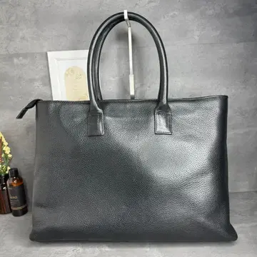 레어 모델 HushTag 토트백 대용량 A4 가능 몽골 가죽 블랙