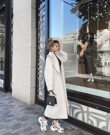 DIANTE 디자인 포켓 울 맥시 코트