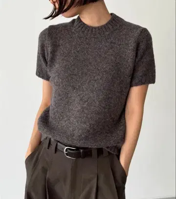 엘르마르 믹스 반팔 니트 (브라운)