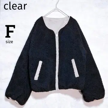 [ 클리어 ] 보아 자켓 숏 기장 블랙 따뜻한 성숙/러블리 F