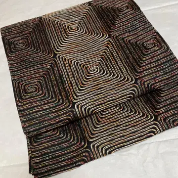 무츠키 후쿠로 오비 기하학 패턴 적갈색 계열