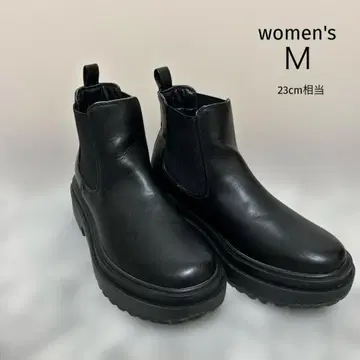 새상품급 블랙 사이드 고어 부츠 통굽 M 23cm 상당