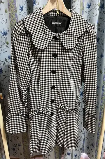 PEACE NOW 깅엄 체크 트렌치코트