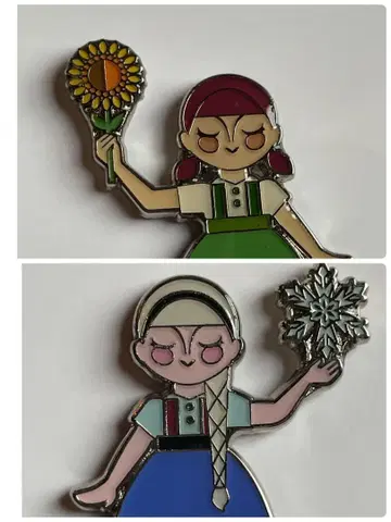 디즈니 판타지 스프링스 안나 엘사 핀 배지 2종