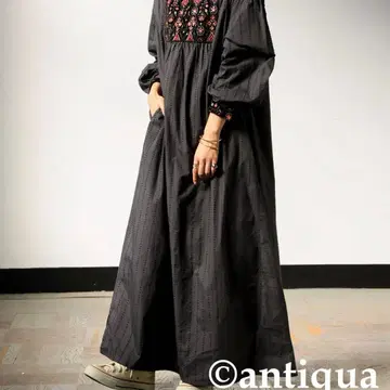 안티카 벨로아 자수 디자인 원피스 자수 롱 원피스 앤티크