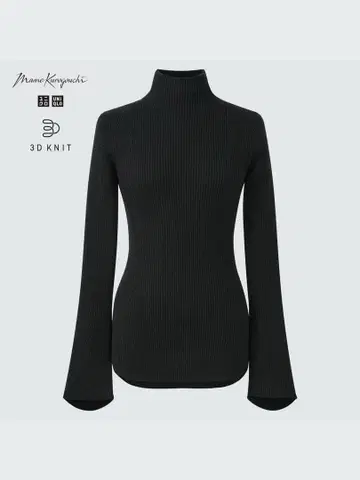 새상품*유니클로 x 마메쿠로구치*3D 리브 하이넥 스웨터*블랙 S