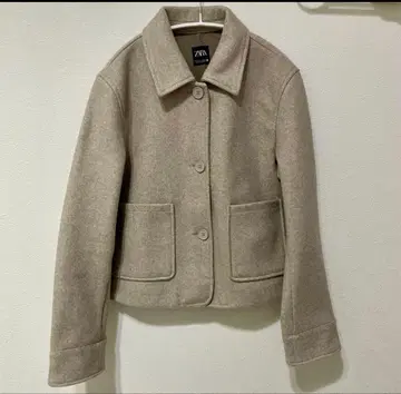 ZARA 울 혼방 베이지 피 코트 M 사이즈