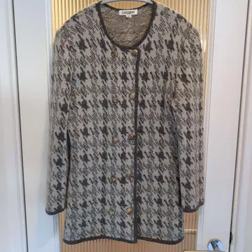 니트 노카라 자켓 그레이 하운드투스 패턴 라메 실 포함 9호