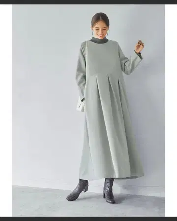 [ 택 포함 미사용 ] 스타일 델리 투톤 직조 루즈핏 턱 원피스