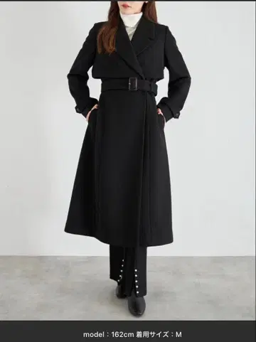 tocco closet 블랙 벨트 롱 코트 M