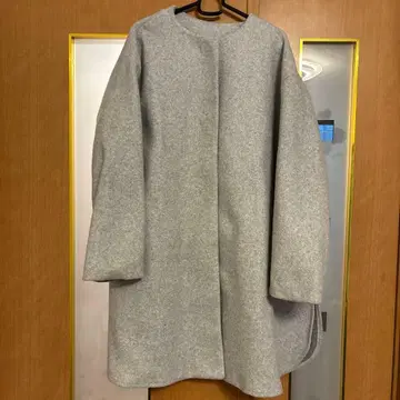 그레이 롱 코트 울 느낌