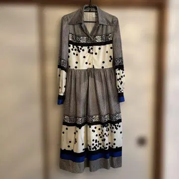 Paris Blue 도트 무늬 셔츠 원피스