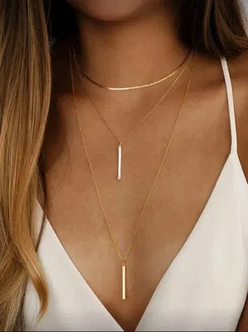 골드 실버 레이어드 목걸이