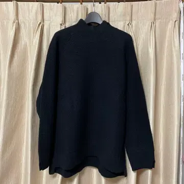 유니클로+J 블랙 터틀넥 울 100% 케이블 니트