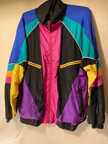 화려한 배색 나일론 자켓 80s 90s 빈티지