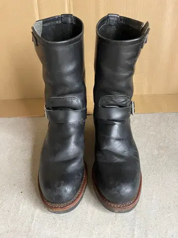 엔지니어 부츠 블랙 가죽 버클 포함