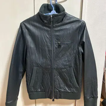 블랙 가죽 자켓 집업