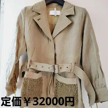 택 포함 미사용 Fabiane Roux 카키 자켓 아웃도어 M