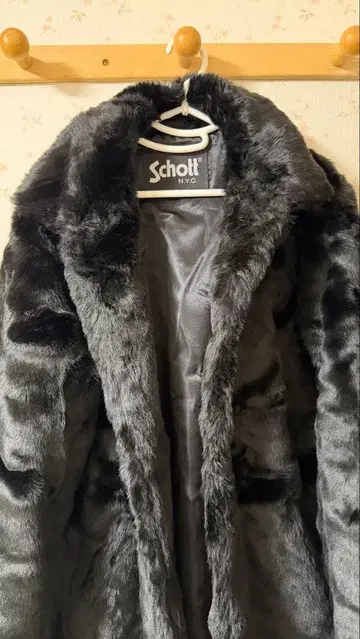 Schott NYC 인조 모피 블랙 자켓