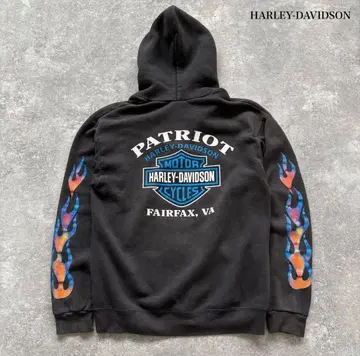 [ HARLEY-DAVIDSON ] 후드 맨투맨 파이어 프레임 블랙