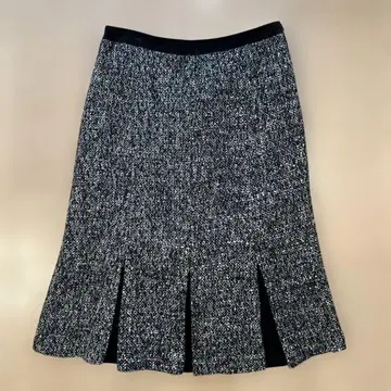 Bon Sens 네이비 x 화이트 트위드 머메이드 스커트