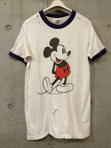 70s 디즈니 미키마우스 데미지 링거 T셔츠
