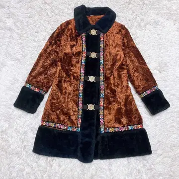 빈티지 자수 보헤미안 페이크 퍼 코트 민족 개성 플레어