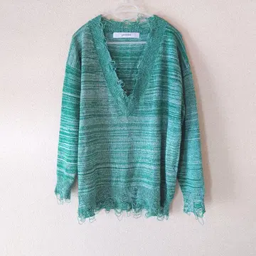 provoke 프로보크 melange damage knit 그린