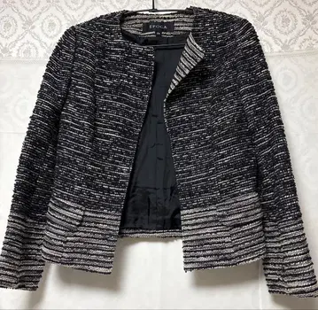 EPOCA 노카라 자켓 블랙 화이트 스트라이프 38